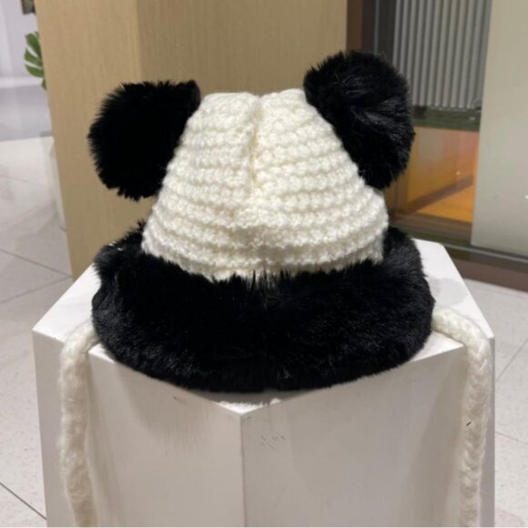 Dior Black and White Panda Ear Knitted Hat - Picture 2 of 8